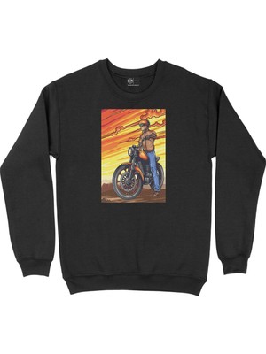 Cix Vintage Moto Racer Siyah Sweatshirt