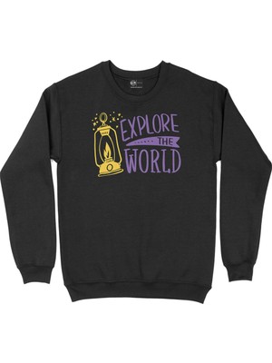 Cix Etiyopya Haritalı ve Bayraklı Siyah Sweatshirt
