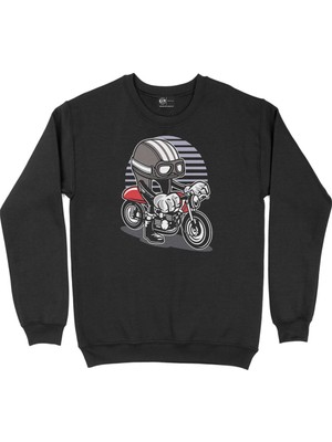 Cix Motorcu Kurukafa Siyah Sweatshirt