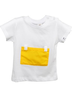 Zeyland Erkek Bebek Yaka Çıtçıtlı Sarı Cepli Beyaz T-Shirt (9AY-4YAŞ)