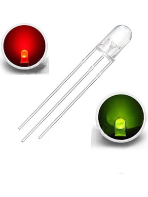 Alkatronik LED 5mm Kırmızı Yeşil Ortak Katot 2 Renk Bicolor 3 Pin Diyot Işık