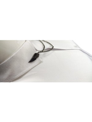 Elegante Cravatte Kanat Figürlü Zincirli Gömlek Yaka Iğnesi