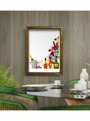 Bk Gift Cafe & Bar & Restaurant Konseptli Doğal Masif Ahşap Çerçeveli Tablo-37