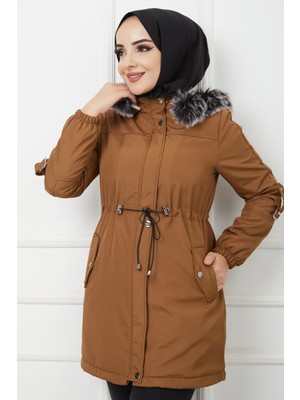 Vibeys Collection Taba Içi Kürkü ve Su Geçirmez Bayan Kışlık Mont & Kaban