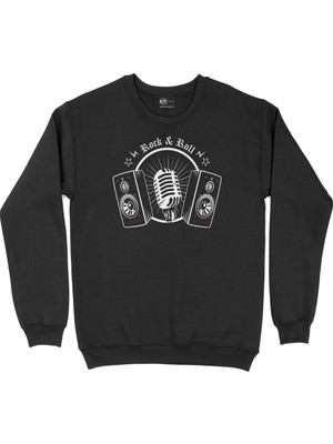 Cix Rock And Roll Müzik Siyah Sweatshirt