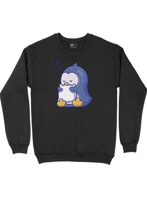 Cix Uykucu Penguen Siyah Sweatshirt