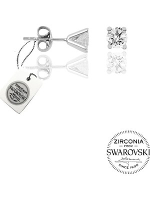 Söğütlü Silver Gümüş Swarovski Tek Taş Küpe