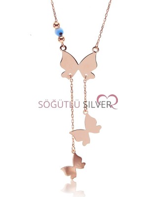 Söğütlü Silver Uçuşan Kelebekler Kolyesi