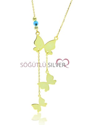 Söğütlü Silver Uçuşan Kelebekler Kolyesi