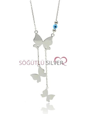 Söğütlü Silver Uçuşan Kelebekler Kolyesi