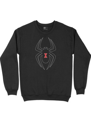 Cix Black Widow Spider Tasarımlı Siyah Sweatshirt