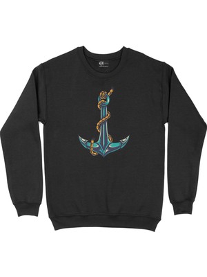 Cix Gemici Çıpa Siyah Sweatshirt
