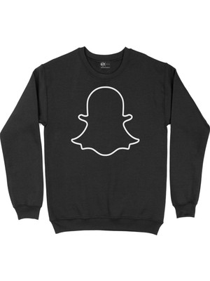 Cix Snapchat Hayalet Logolu Siyah Sweatshirt