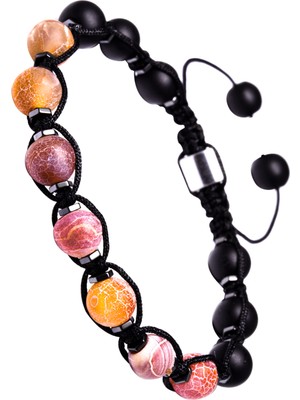 Tesbih Atölyesi Makrome Pembe Buz Akik Bileklik