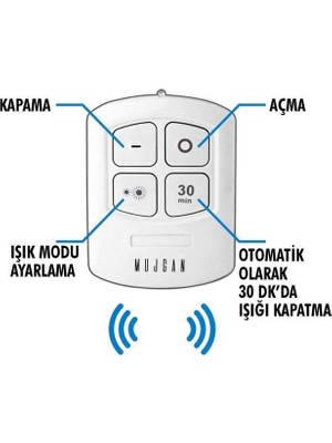 Mujgan 3'lü Uzaktan Kumandalı Yapışkanlı Kablosuz LED Spot Lambalar Mujgan