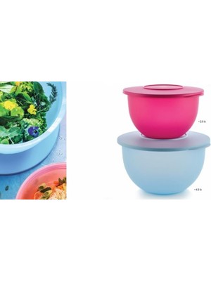 Tupperware Eko Pembe Mavi Saklama Set 2,5lt-4,3lt