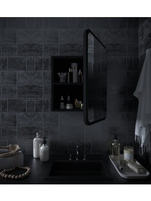 Rivomo Siyah Oval Dekorasyon Banyo Dolabı