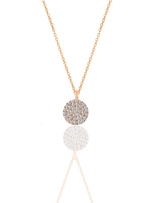 Söğütlü Silver Gümüş Rose Zirkon Taşlı Yuvarlak Kolye