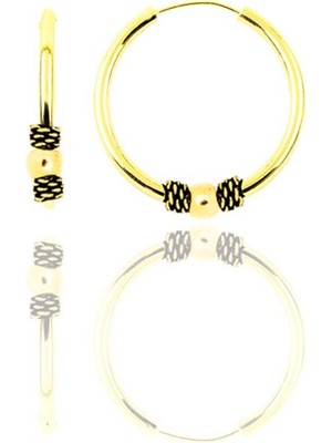 Söğütlü Silver Gümüş Altın Yaldızlı 14 mm Toplu Halka Küpe