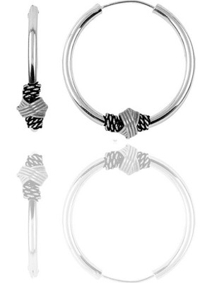 Söğütlü Silver Gümüş 17 mm Işlemeli Halka Küpe