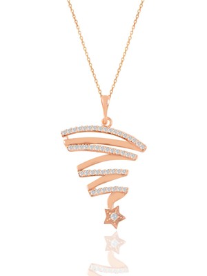 Söğütlü Silver Gümüş Rose Zirkon Taşlı Kuyruklu Yıldız Kolye
