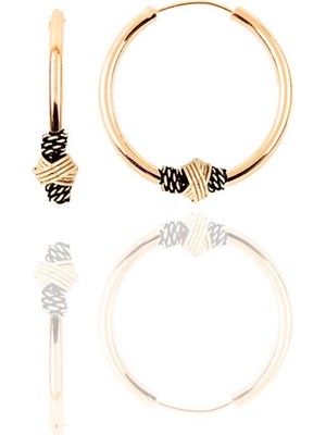 Söğütlü Silver Gümüş Rose 14 mm Işlemeli Halka Küpe