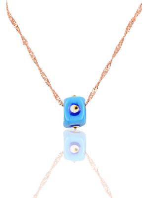 Söğütlü Silver Gümüş Rose 60 cm Singapur Zincirli Mineli Turkuaz Kolye