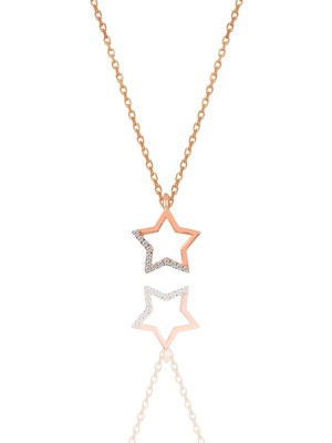 Söğütlü Silver Gümüş Rose Zirkon Taşlı Yıldız Kolye
