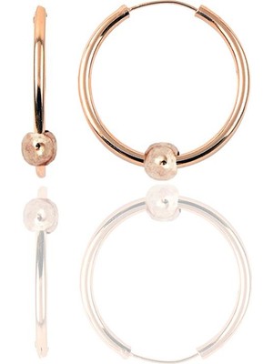 Söğütlü Silver Gümüş Rose 17 mm Sade Toplu Halka Küpe