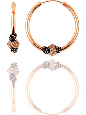 Söğütlü Silver Gümüş Rose 17 mm Işlemeli Halka Küpe