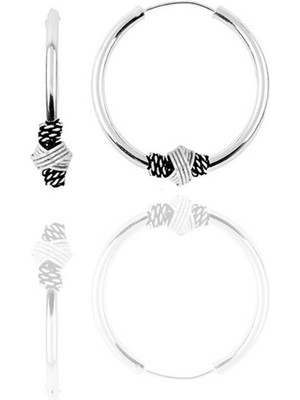 Söğütlü Silver Gümüş 14 mm Işlemeli Halka Küpe