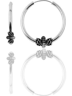 Söğütlü Silver Gümüş 17 mm Işlemeli Halka Küpe