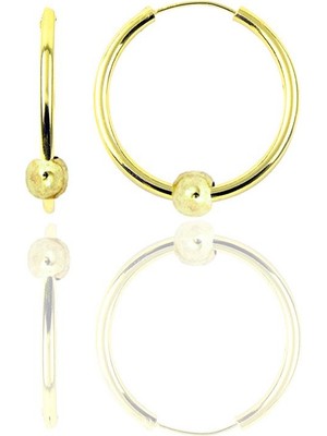 Söğütlü Silver Gümüş Altın Yaldızlı 17 mm Sade Toplu Halka Küpe