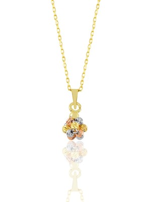Söğütlü Silver Gümüş Altın Yaldızlı Rodaj ve Rose Renkli Dorissa Dorica Top Kolye