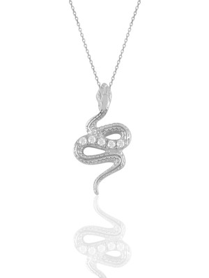 Söğütlü Silver Gümüş Zirkon Taşlı Yılan Kolye