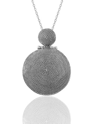 Söğütlü Silver Gümüş Salyangoz Modeli Yuvarlak Telkari Kolye