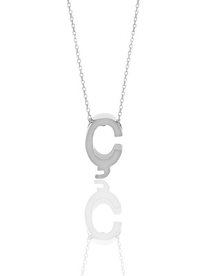 Söğütlü Silver Gümüş Üç Boyutlu Minimal C Harf Kolye
