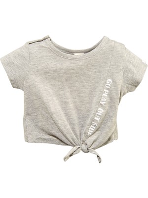 Zeyland Kız Bebek Gri Bağlamalı Crop T-Shirt (9AY-4YAŞ)