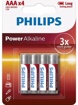 Philips Power Alkalin Pil AAA X4 Lr03P4B05