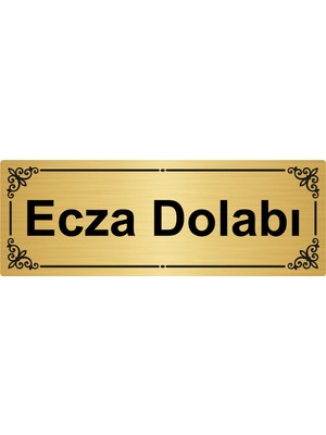 Özarslan Dizayn Ecza Dolabı 7 x 20 cm  Altın Renk Metal Yönlendirme Levhası