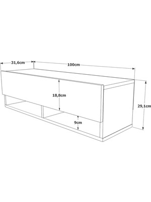 L'occi Concept Delphin 100 cm Raflı Kapaklı Tv Ünitesi DLP13-AW Çam-Beyaz