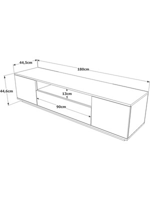 L'occi Concept Delphin 180 cm Raflı Kapaklı  Tv Ünitesi DLP7-AW Çam-Beyaz