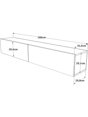 L'occi Concept Delphin 180 cm Kapaklı Tv Ünitesi DLP8-AA Çam-Antrasit