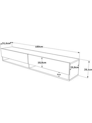 L'occi Concept Delphin 180 cm Kapaklı Raflı Tv Ünitesi DLP9-A Çam