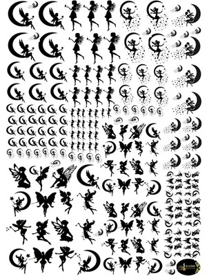 Sultan Tasarım Epoksi Resin Reçine Peri Kızı Figürü Şeffaf Yapışkanlı A4 Boyutunda Sticker Etiket