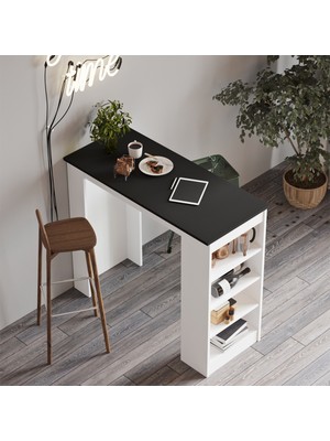 L'occi Concept Lowa Bar Masası Mutfak Yemek Masası Siyah-Beyaz Lw1-Lw