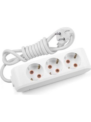 Kapeks Kpaeks Üçlü Priz Topraklı Kablolu 2 Metre Beyaz