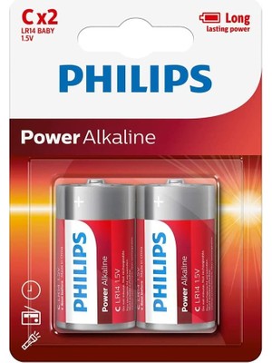 Philips LR14P2B/05 Power Alkaline C Battery 1.5V 2li Pil