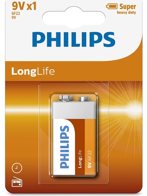 Philips Çinko 9V Pil Kartela 6F22L1B05