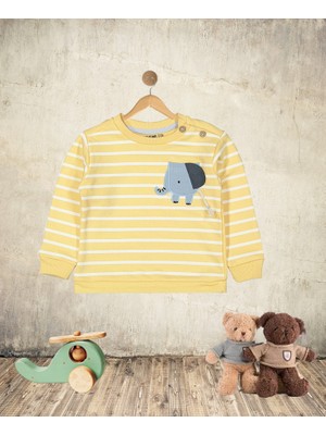 Dıvonette Sarı Çizgili Fil Detaylı Erkek Çocuk Sweat